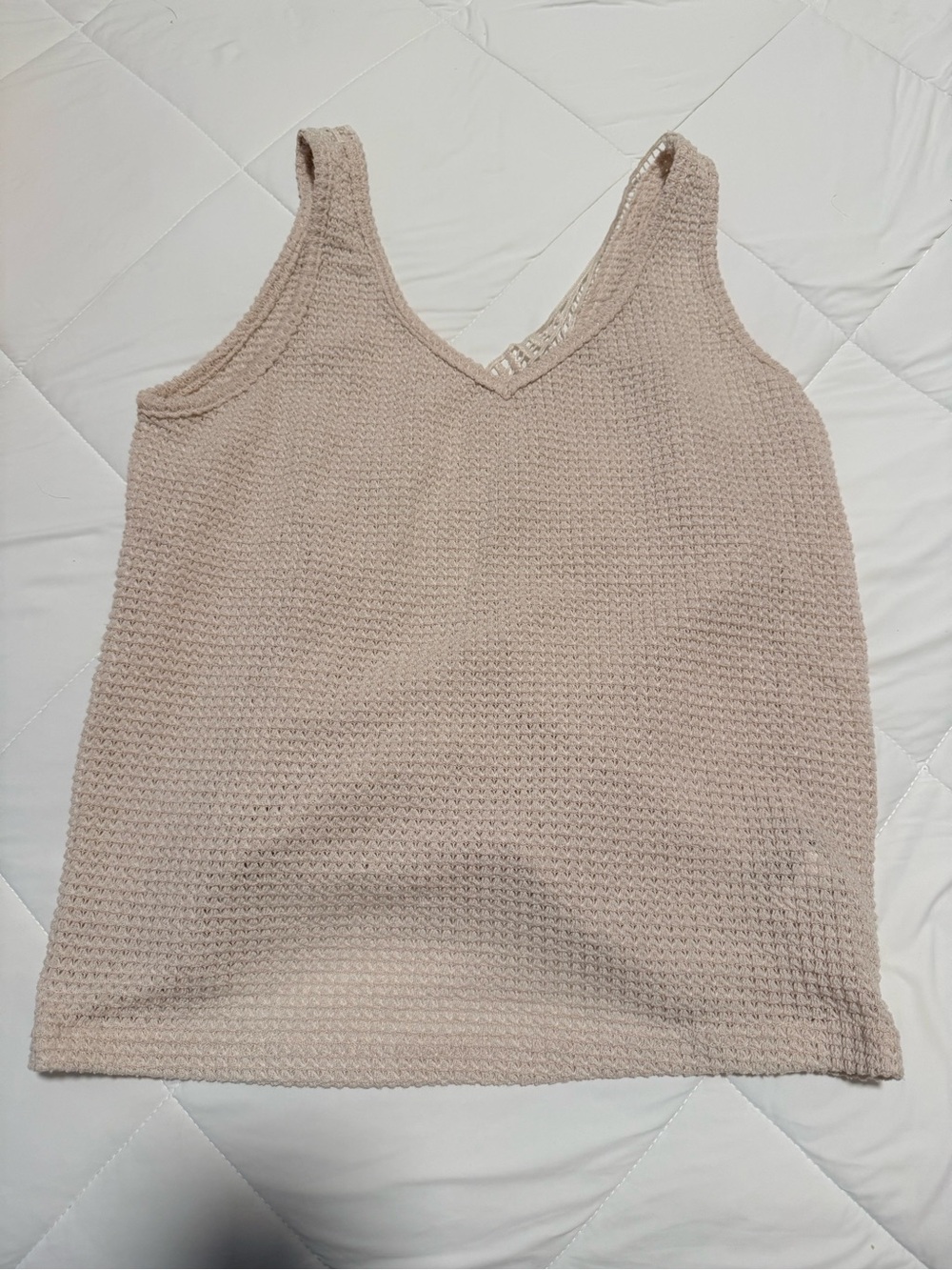 SHEIN Light Beige Knit V-Neck Tank Top